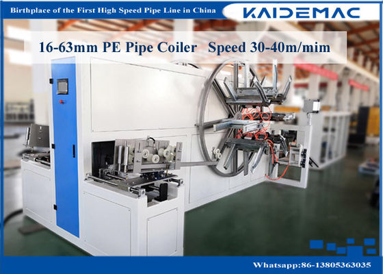 Máquina plástica do Coiler da tubulação do HDPE do PLC 40m/Min 63mm